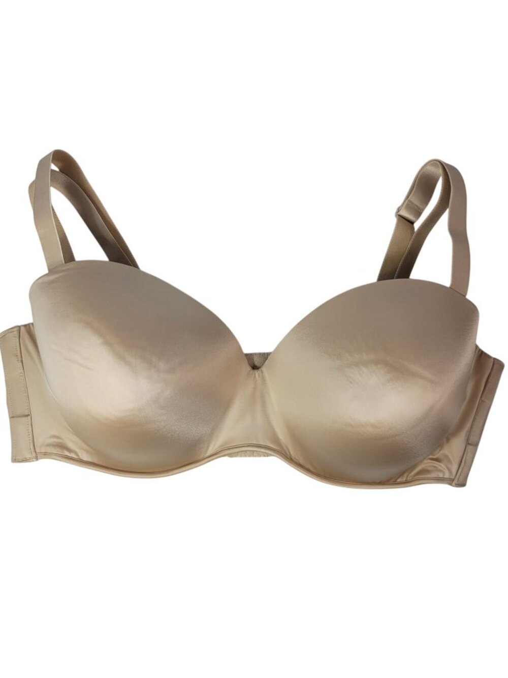 Cacique Seamless Strapless Convertible Bra Tan 42DDD Underwire Padded Push Up